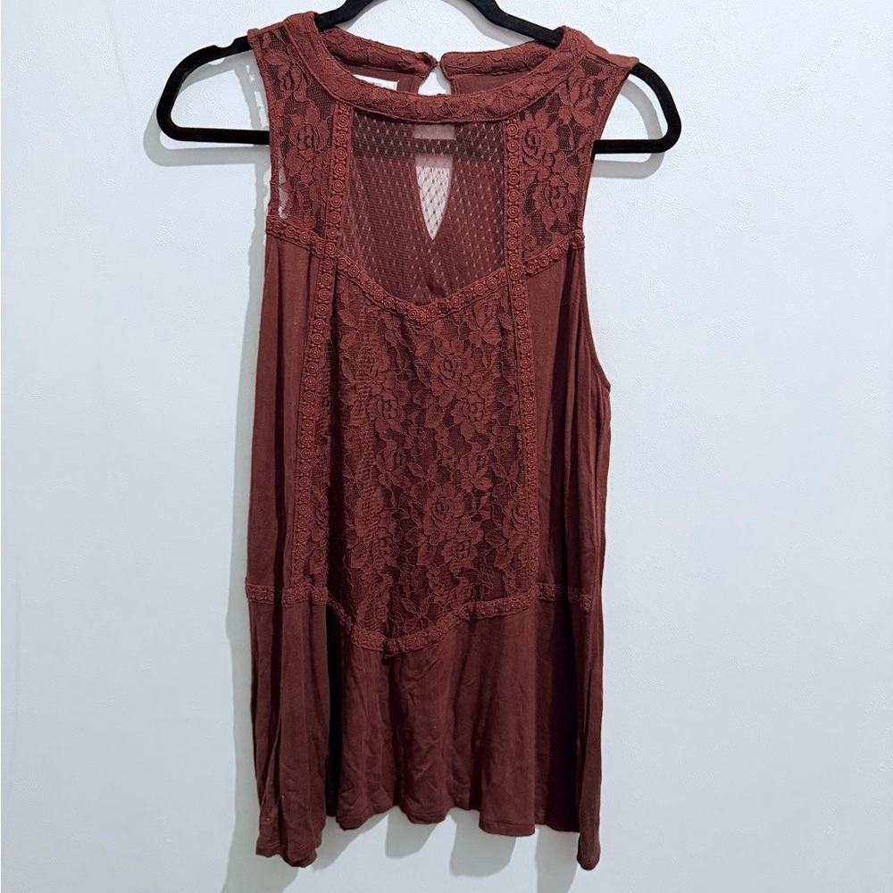💛Maurices Sleeveless Lace Blouse - Rust